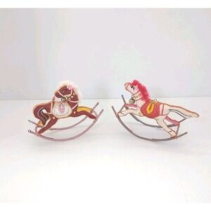 Vintage Chinese Satin Silk Hand Embroidered Stuff Rocking Horse Figure Ornaments